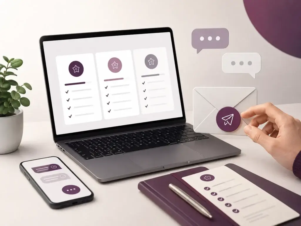 Contact met FF Vergelijken via laptop, berichten en online vergelijking